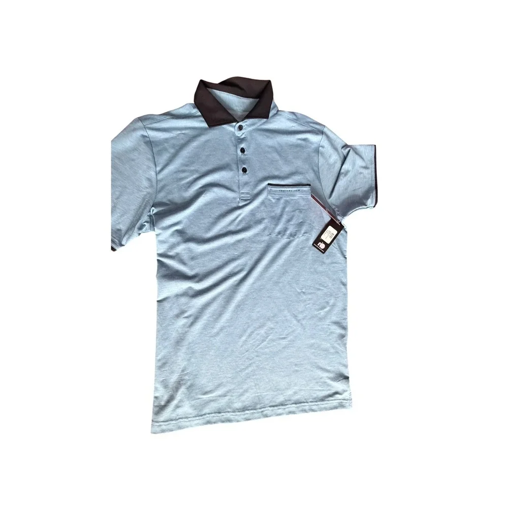 Travis Mathew Mens Light Blue Polo Shirt Golf Casual Pocket Size‎ M